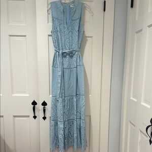 Blue Eyelet Maxi Dress